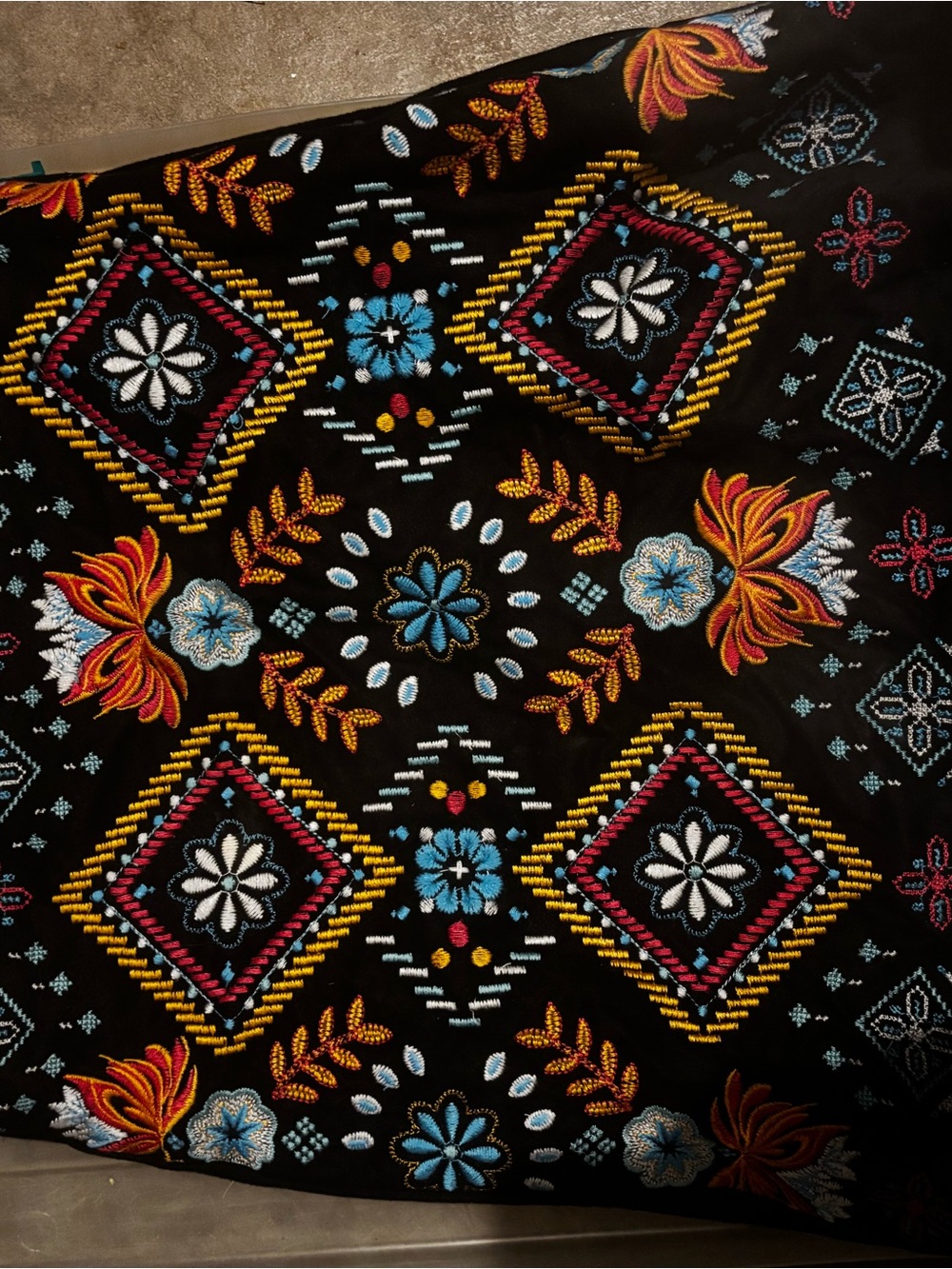 Savanna Jane Black skirt with Multicolor Embroidered Floral Motifs